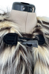 Fall 2015 Lanvin by Alber Elbaz Cropped Ivory & Black Shaggy Faux Fur Jacket w Toggle Closures