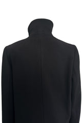 Minimalist Fall 2001 Gucci by Tom Ford Runway Look 21 Cashmere & Leather Sleek Black Coat