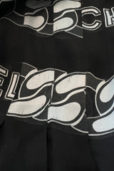 Documented Fall 2001 Chanel by Karl Lagerfeld Runway Black & White Silk Logo Skirt