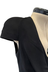 2011 Alexander McQueen Sculpted Bias Cut Black Silk Dress w Front Scoop