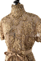 Outstanding 2010s Valentino by the Original Mr. Valentino Two Piece Metallic Gold Sequin Covered Set
