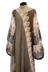 Exceptional 1970s Louis Feraud Bias Cut Silk Light as a Feather Silk Chiffon Caftan Scarf Dress