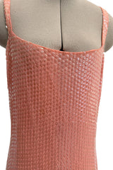 Prettiest Spring 1974 Halston Couture Pale Pastel Peach Iridescent Sequin Easy-to-Wear Tank Dress
