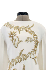 Spring 2019 Oscar de la Renta by Laura Kim & Fernando Garcia Gold Embellished Ivory Caftan Dress