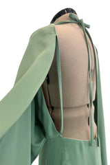 Exceptional 2010s Valentino by Pierpaolo & Piccioli & Maria Grazia Chiuri Pale Green Backless Caped Sleeve Dress