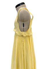 Ethereal 2000s Christian Dior by John Galliano Pale Yellow Silk Chiffon Dress w Barely There Bodice