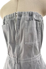 Amazing Unlabeled Vintage Starpless Grey Cotton Canvas Jumpsuit w Top Stitching & Pockets