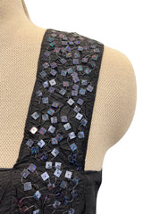 Incredible Cruise 2000 Chanel by Karl Lagerfeld Crinkle Textured Silk Dress w Sequin Detailing
