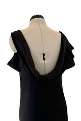 Phenomenal Spring 2007 Alexander McQueen Black Silk Bias Cut Dress w Sweeping Skirts