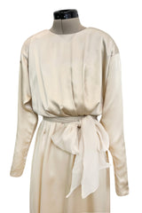 Incredible Spring 1990 Yves Saint Laurent Haute Couture Runway Look 50 Ivory Silk Dress