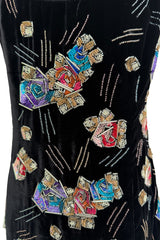 Phenomenal Fall 2005 Giorgio Armani Runway Look 88 Black Velvet Bead & Sequin Dress