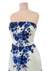 Valentino Fall 2013 by Maria Grazia Chiuri & Pierpaolo Piccioli Strapless Blue & White Dress