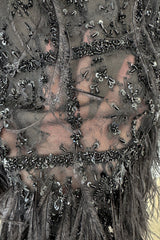 1990s Valentino Feather, Net & Sequin Micro Mini Cashmere Knit Dress