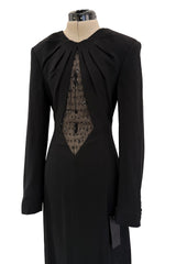 Cruise 2016 Yves Saint Laurent by Hedi Slimane Couture Black Dress w Mesh & Crystal Front