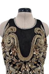 Extraordinary 2015 Roberto Cavalli Runway Feather & Net Dress w Bead & Sequin Detailing
