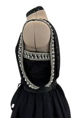 Incredible 1970s Givenchy Demi-Couture One Shoulder Silk Gazaar Dress w Rhinestones Edging