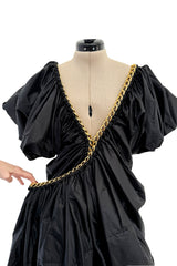 Important Fall 2009 Junya Watanabe Runway Look 29 Black Padded Nylon Dress w Gold Chain Detailing
