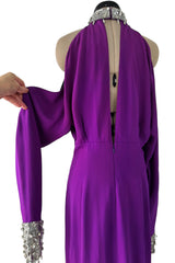 Rare Fall 2001 Thierry Mugler Runway Purple Silk Crepe Dress w the Most Incredible Open Cuts Outs