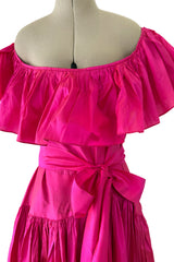 Dreamy Spring 1980 Yves Saint Laurent Runway Feather Light Iridescent Pink Silk Dress