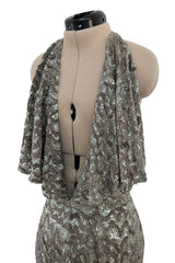 Incredible 2005 John Anthony Couture Runway Sample Hand Beaded & Sequin Plunge Dress
