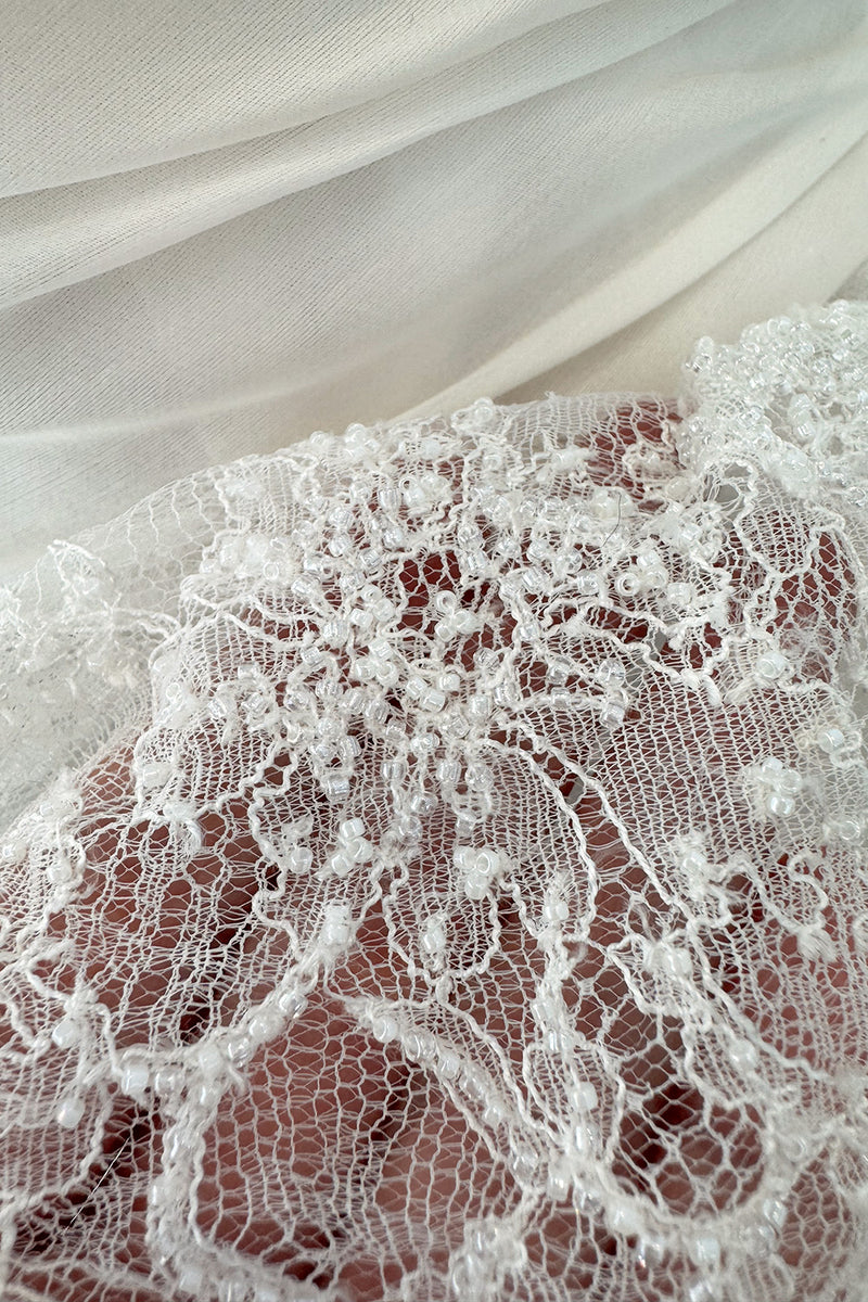 Dreamiest Spring 2008 Valentino Ivory Silk Organza Strapless Wedding Dress w Beaded Lace & Ruffle Skirt