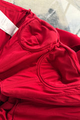 Gorgeous 2015 Alexander McQueen by Sarah Burton Strapless Red Silk Bow Dress