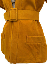 Late 1960s Christian Dior by Marc Bohan Chic Mustard Coloured Short Sleeved Soft Suede Jacket & Belt