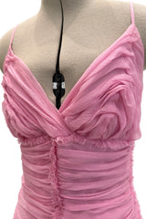 Recent Prada by Miuccia Prada Pale Pastel Pink Silk Chiffon Gathered Halter Dress