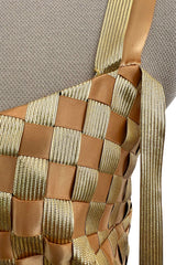 Extraordinary & Rare Fall 1995 Todd Oldham Runway Gold Metallic Woven Ribbon Dress