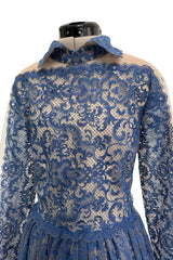 Phenomenal Fall 2013 Valentino by by Maria Grazia Chiuri & Pierpaolo Piccioli Runway Look 54 Dusty Blue Lace Dress