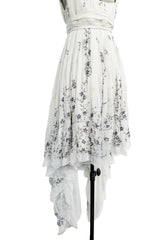 Fall 2003 Alexander McQueen 'Scanners" Runway Look 55 Silk Dress w Silver Sequins & Hand Embroidery