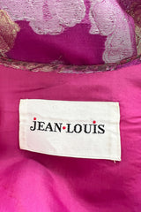 Stunning 1970s Jean Louis Metallic Pink Gold & Silver Caftan Dress w Gold & Pink Braiding