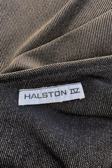 1978 Halston One Shoulder Draped Gold Metallic Jersey Dress