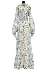 Most Romantic Resort 2020 Luisa Beccaria Runway Look 24 Blue & Ivory Silk Chiffon Dress