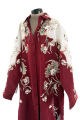Extraordinary Spring 2022 Valentino by Pierpaolo Piccioli Look 78 Burgundy & White Embroidered Robe Dress