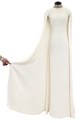 Resort 2015 Look 78 Valentino by Pierpaolo & Piccioli & Maria Grazia Chiuri Ivory Caped Sleeve Silk Dress