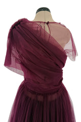 Gorgeous Resort 2020 Khaite Look 21 Burgundy Net Full Skirted Dress & Underskirt