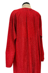 Fabulous 1970s Halston Metallic Red Lame Lurex Full Length Caftan Dress