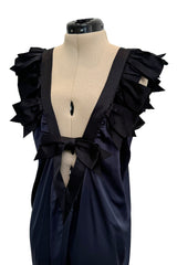 Exceptional Cruise 2009 Chanel by Karl Lagerfeld Blue Silk Deep Front Plunge Dress