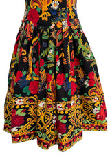 Spring 1992 Christian Lacroix Runway & Ad Campaign Printed Mini Dress w Lace Up Back & Full Skirt
