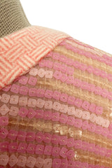 Chic Little Fall 2001 Chanel by Karl Lagerfeld Runway Pastel Pink Dress w Fully Sequin Front
