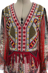 Spring 2020 Etro by Veronica Etro Runway Look 29 Printed Silk Chiffon Dress w Beaded & Embroidered Bodice