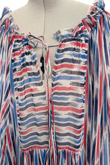 Spring 1977 Christian Dior by Marc Bohan Runway Striped Silk Chiffon Elastic Shoulder Caftan Dress