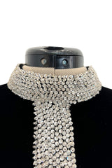 Early 1960s Harvey Berin Black Velvet & Ivory Silk Skirted Dress w Sparkling Beaded Detailing