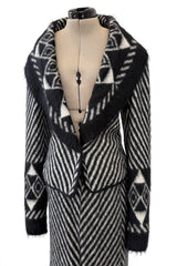 Exquisite & Rare Fall 1999 John Galliano Mohair Angora Printed Jacket Skirt Suit