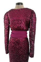 Fabulous 1960s Unlabeled Deep Burgundy Pink Fully Sequined Backless Dress