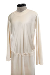 1970s Halston Couture by Roy Halston Bias Cut Silk Dress w Flared Sleeves & Keyhole Back Slit