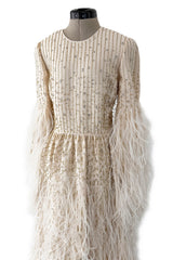Extraordinary Resort 2020 Valentino by Pierpaolo Piccioli Ivory Silk Beaded Feather Dress