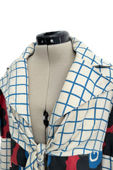 Rare 1969 Ossie Clark Documented Wide Leg Pant & Tie Front Overcoat Set w Celia Birtwell Print
