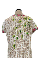 Exquisite 1960s Mr Blackwell One Off Highly Detailed & Embellished Ivory Sheath Dress